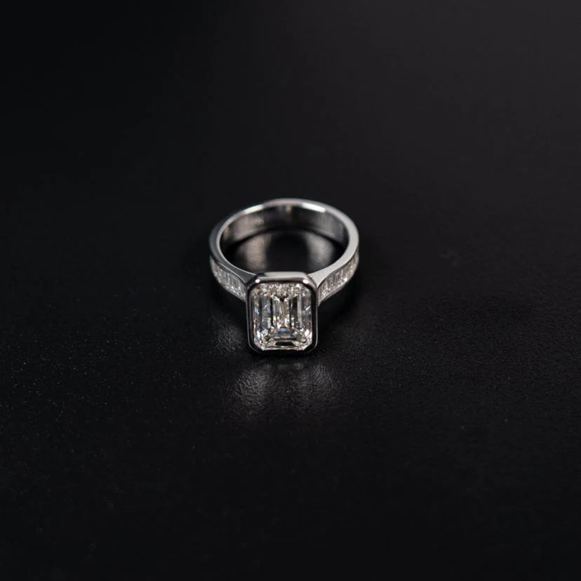 Emerald Lab Diamond Engagement Ring