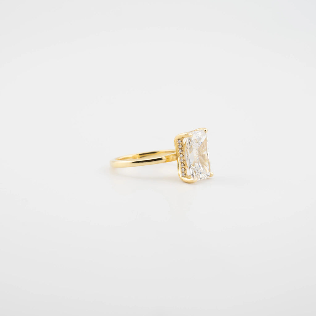 Radiant Hidden Halo Diamond Engagement Ring