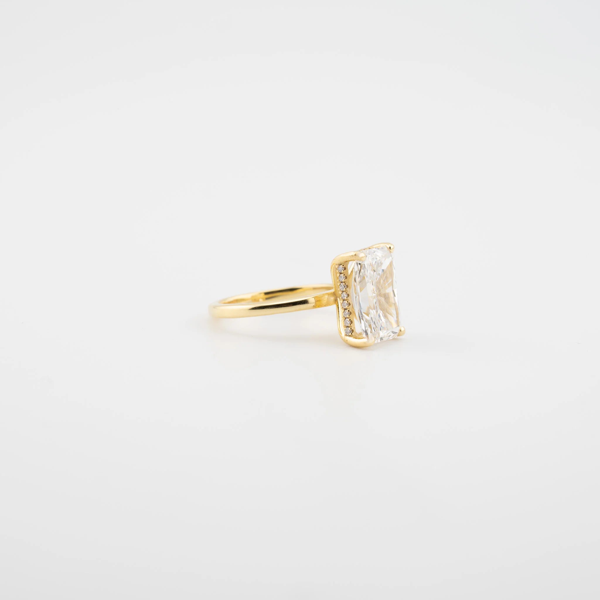 Radiant Hidden Halo Diamond Engagement Ring