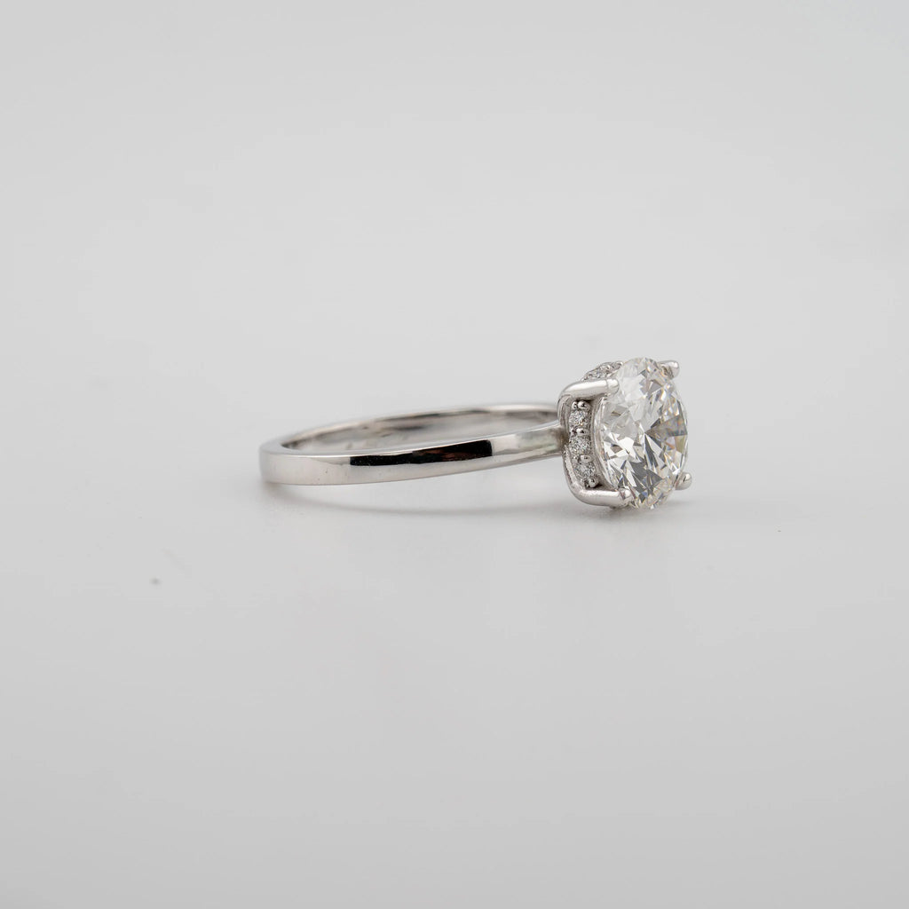 Round Hidden Halo Lab Diamond Engagement Ring