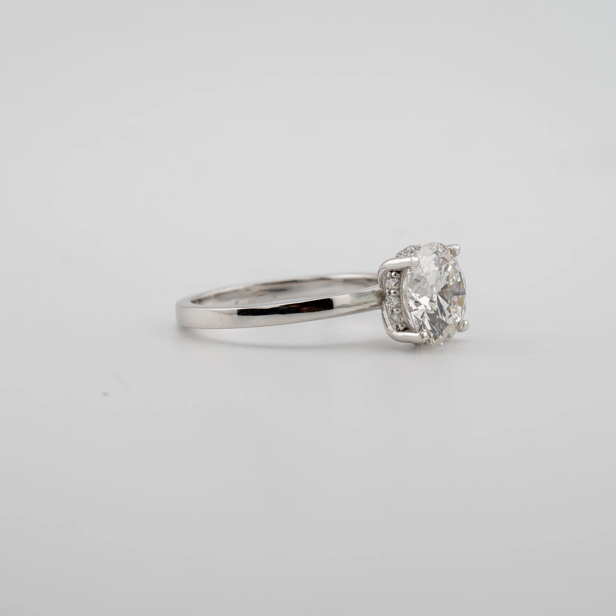 Round Hidden Halo Lab Diamond Engagement Ring