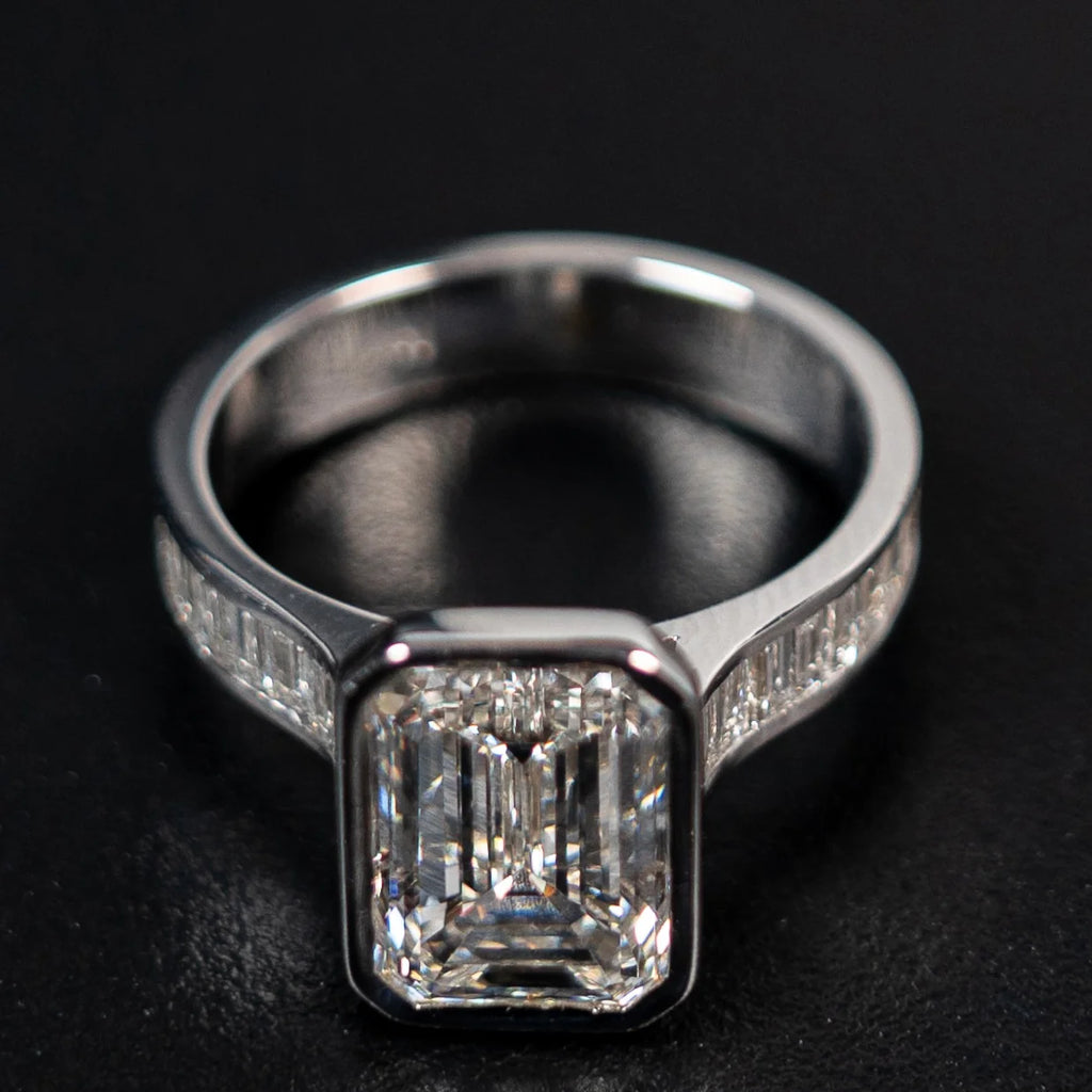 Emerald Lab Diamond Engagement Ring