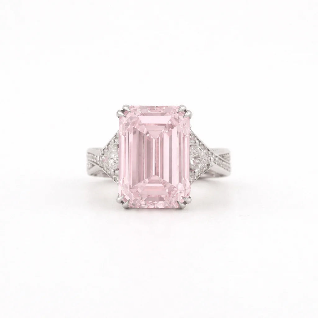 Fancy Pink Emerald Diamond Ring Rose Gold