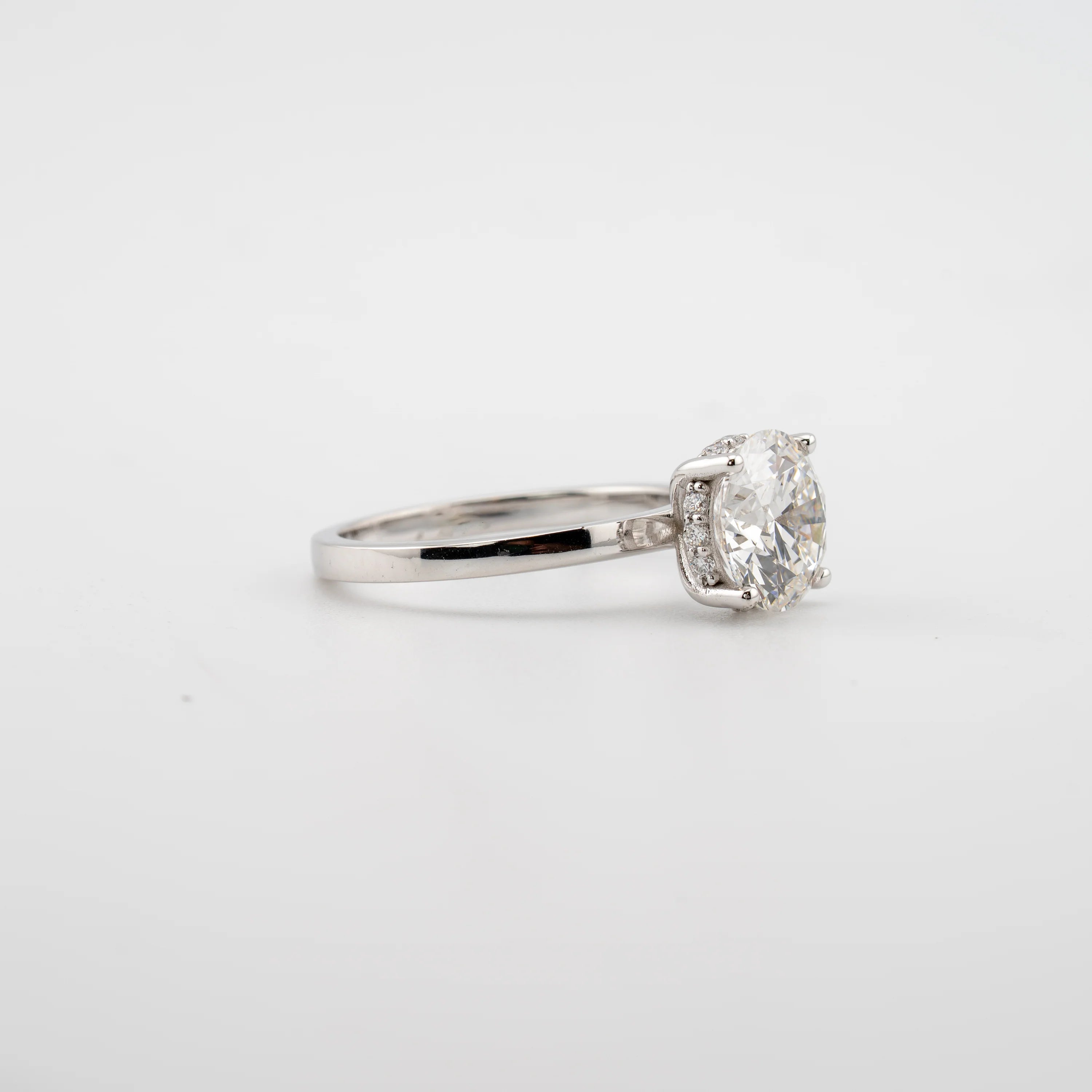 Round Hidden Halo Lab Diamond Engagement Ring
