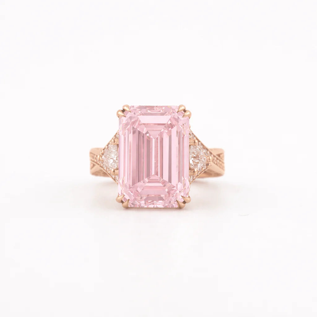 Fancy Pink Emerald Diamond Ring Rose Gold
