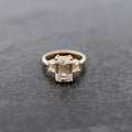 Emerald Three Stone Diamond Engagement Ring