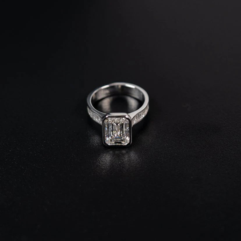 Emerald Lab Diamond Engagement Ring - Francis Parwal
