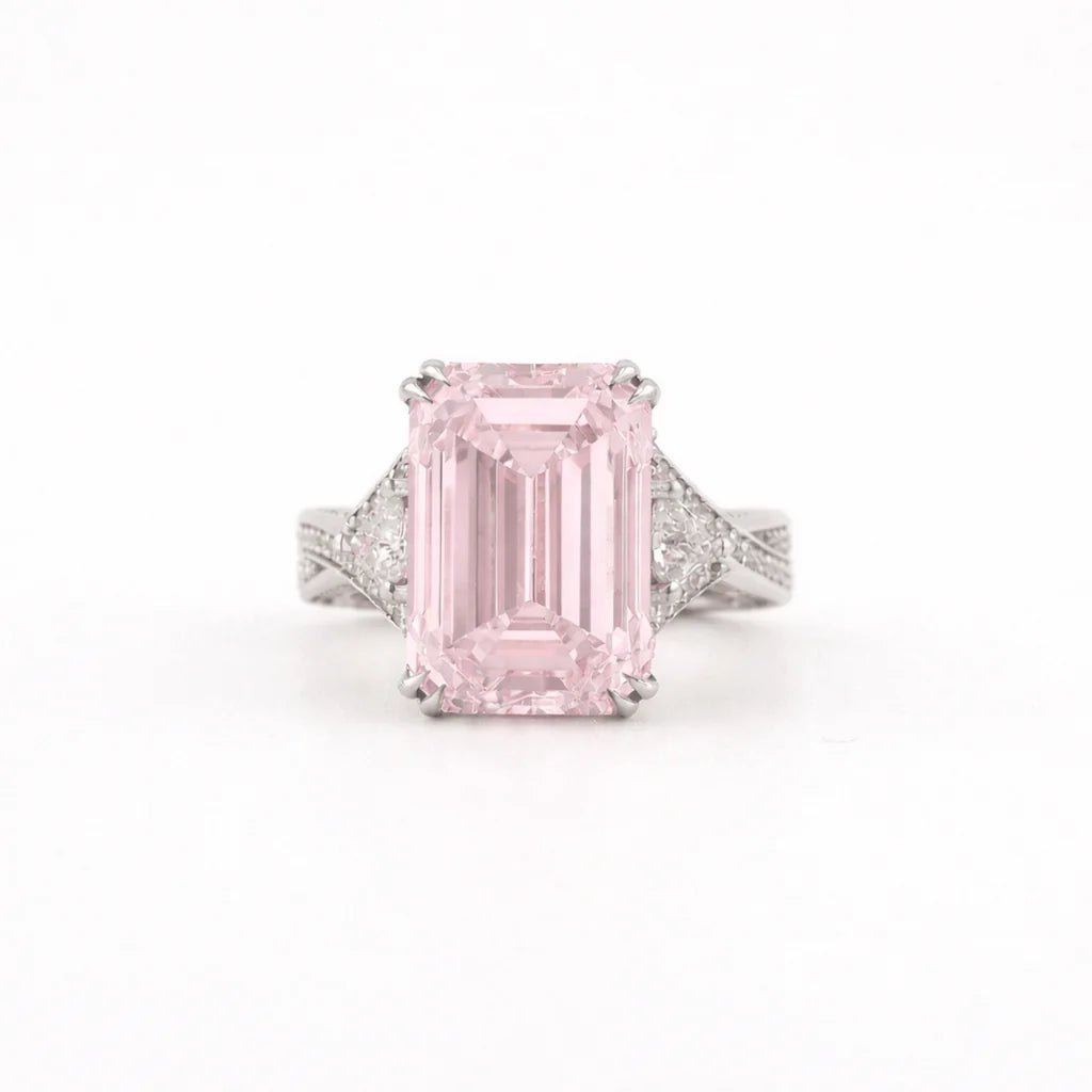 Fancy Pink Emerald Diamond Ring Rose Gold - Francis Parwal