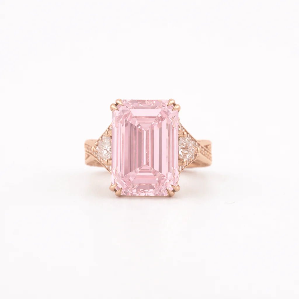 Fancy Pink Emerald Diamond Ring Rose Gold - Francis Parwal